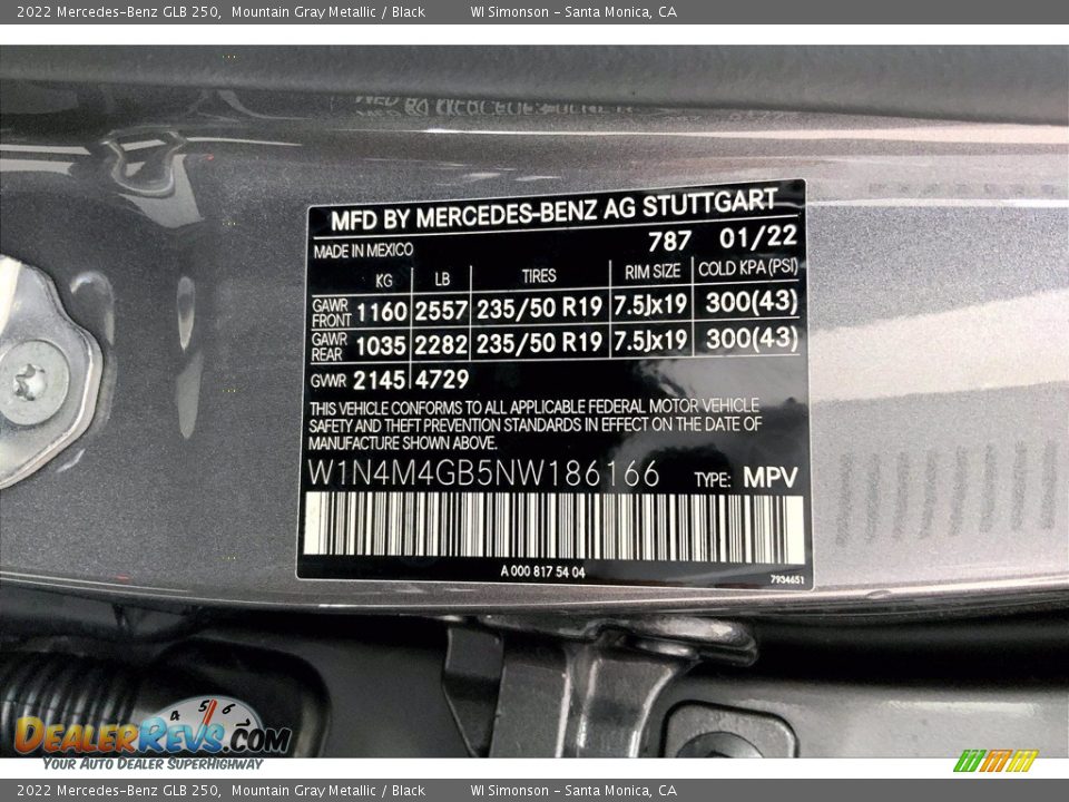 2022 Mercedes-Benz GLB 250 Mountain Gray Metallic / Black Photo #11
