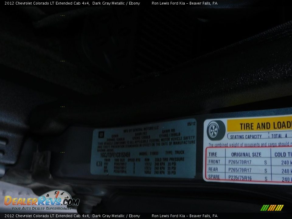 2012 Chevrolet Colorado LT Extended Cab 4x4 Dark Gray Metallic / Ebony Photo #21