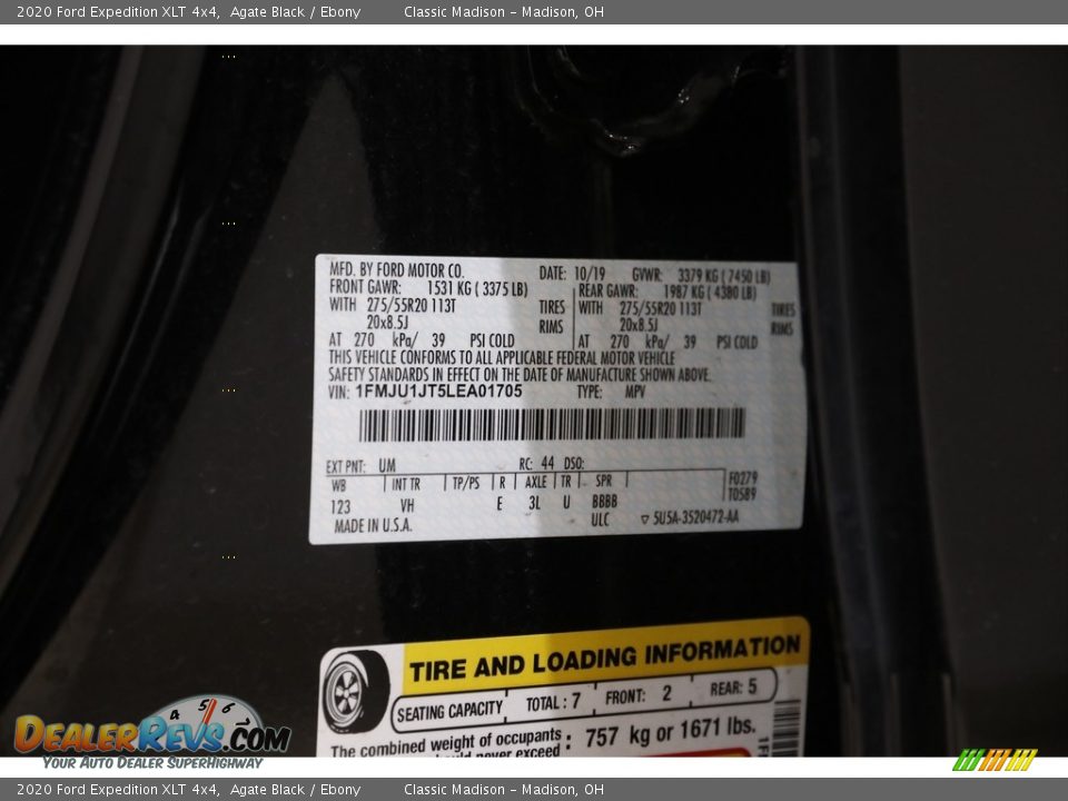 2020 Ford Expedition XLT 4x4 Agate Black / Ebony Photo #25