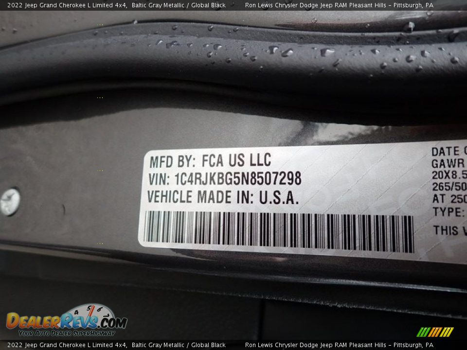 2022 Jeep Grand Cherokee L Limited 4x4 Baltic Gray Metallic / Global Black Photo #15
