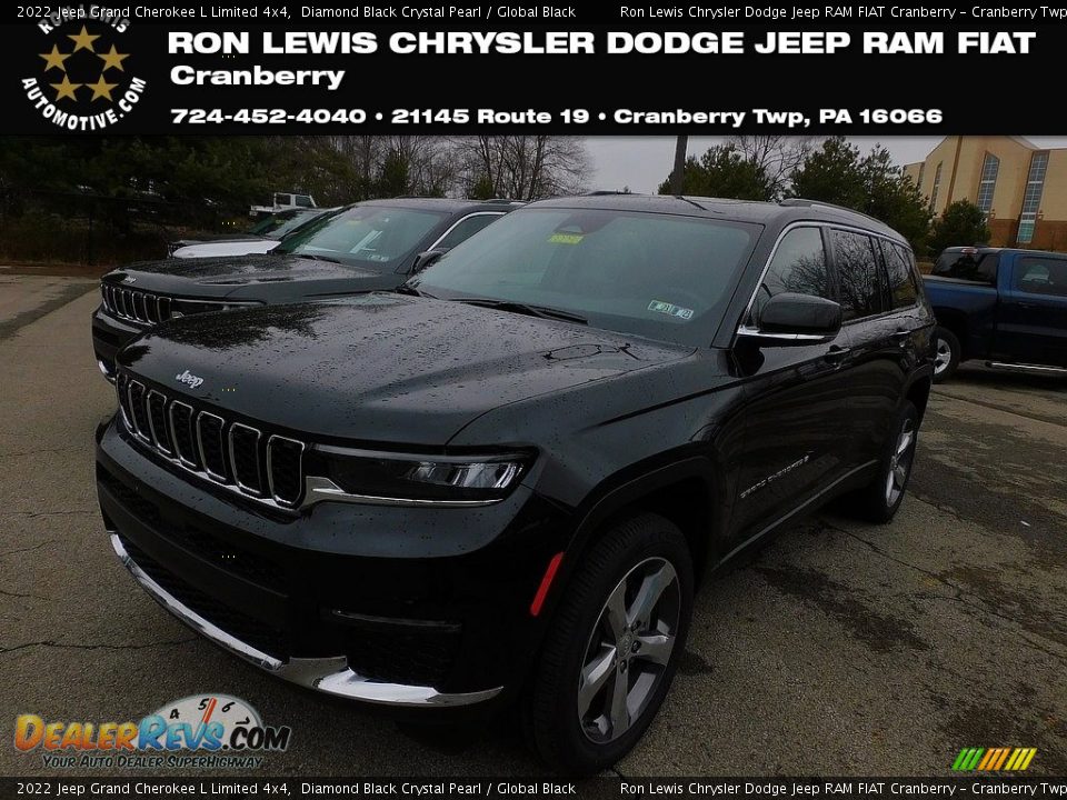 2022 Jeep Grand Cherokee L Limited 4x4 Diamond Black Crystal Pearl / Global Black Photo #1