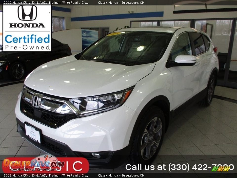 2019 Honda CR-V EX-L AWD Platinum White Pearl / Gray Photo #1