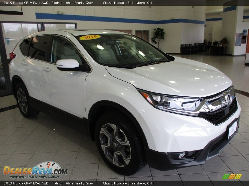 2019 Honda CR-V EX-L AWD Platinum White Pearl / Gray Photo #3