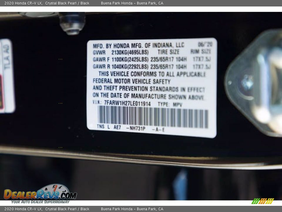 2020 Honda CR-V LX Crystal Black Pearl / Black Photo #36