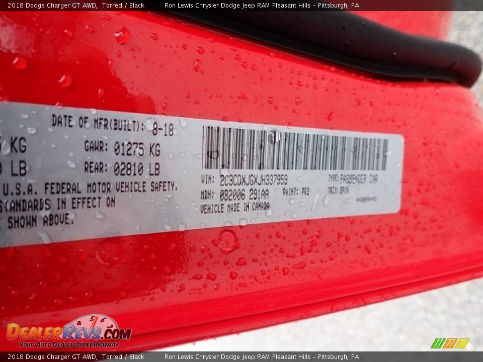 2018 Dodge Charger GT AWD Torred / Black Photo #15