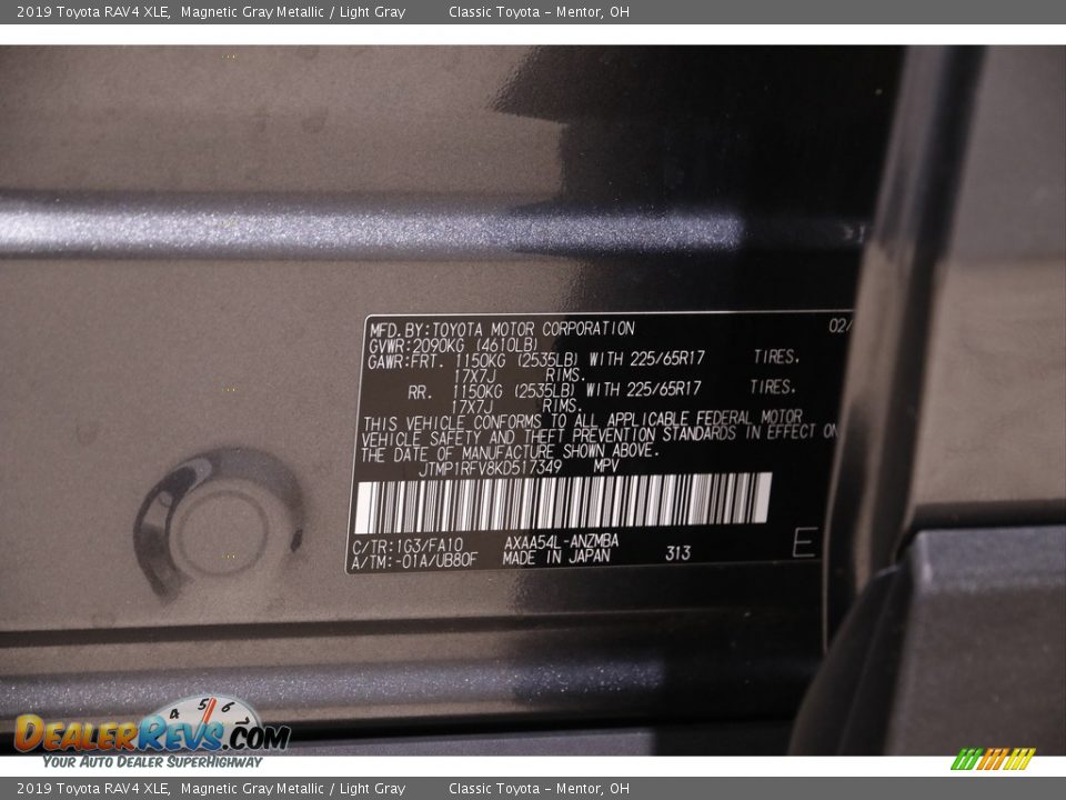 2019 Toyota RAV4 XLE Magnetic Gray Metallic / Light Gray Photo #20