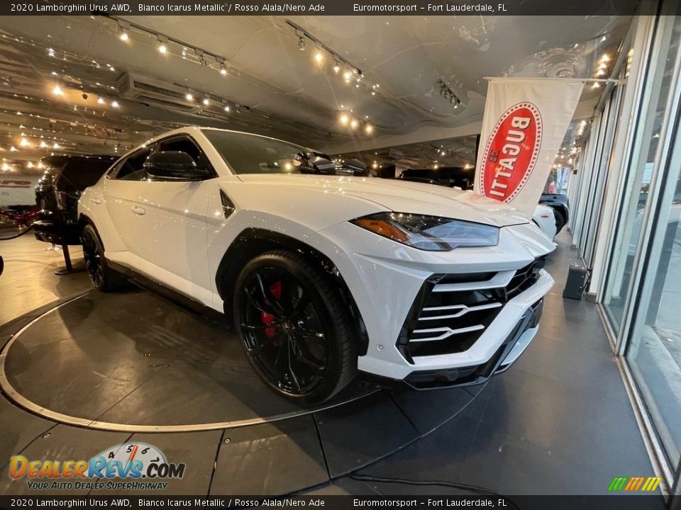 2020 Lamborghini Urus AWD Bianco Icarus Metallic / Rosso Alala/Nero Ade Photo #2