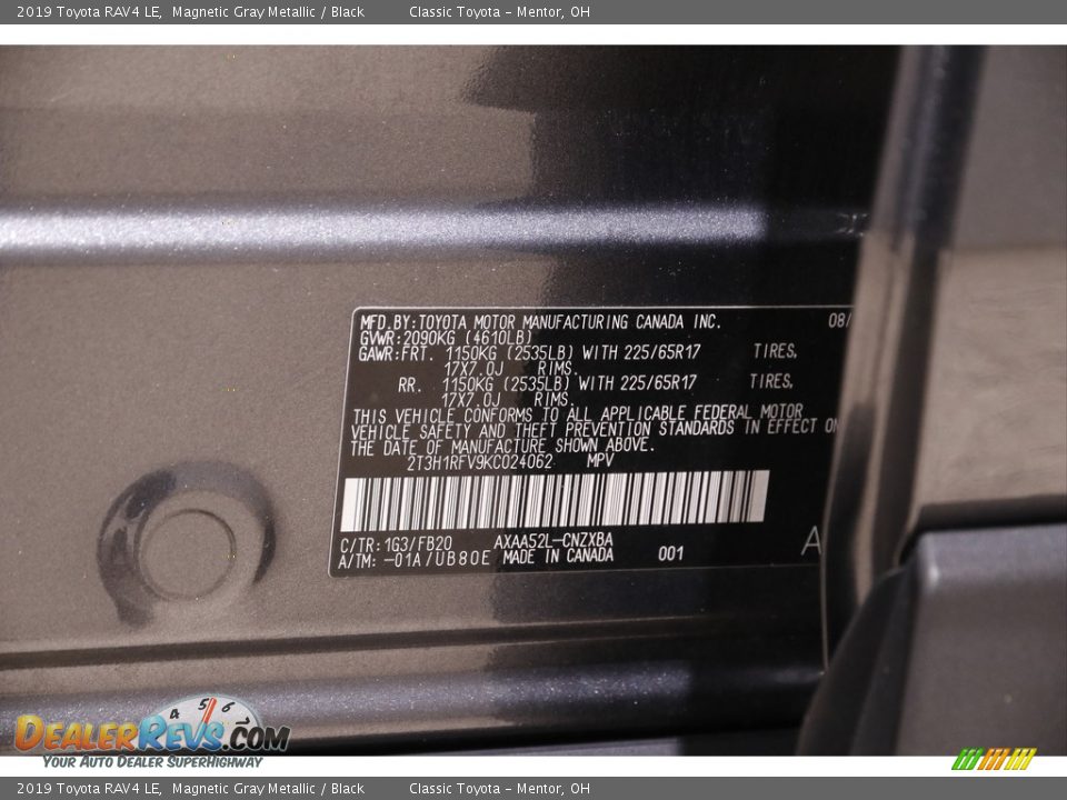 2019 Toyota RAV4 LE Magnetic Gray Metallic / Black Photo #19