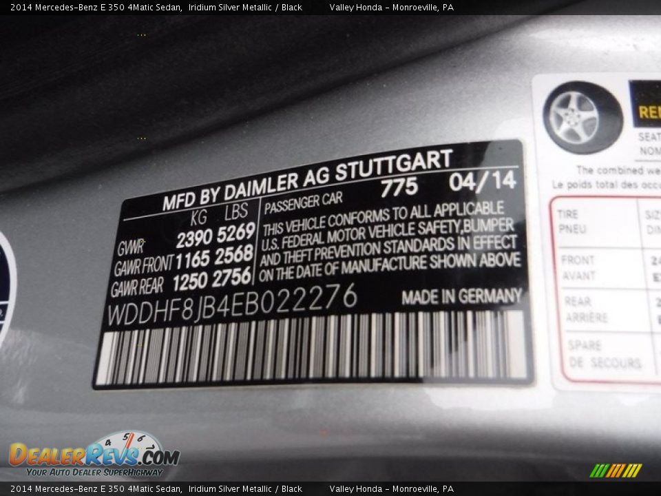 2014 Mercedes-Benz E 350 4Matic Sedan Iridium Silver Metallic / Black Photo #32
