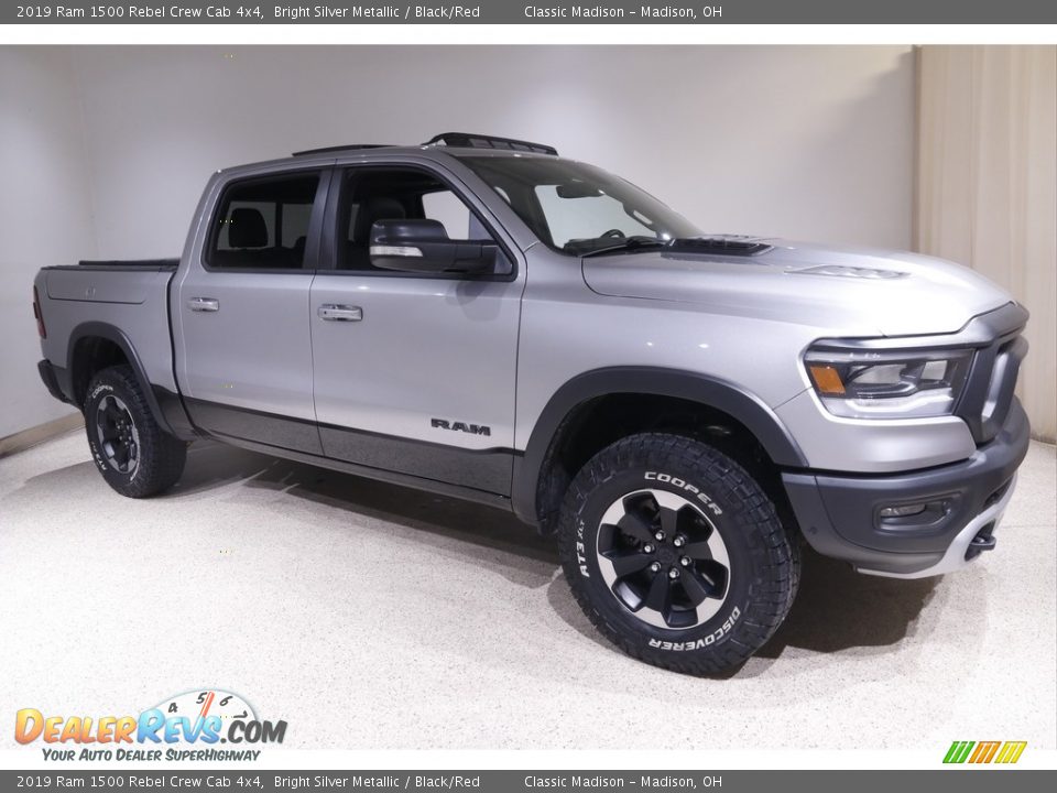 2019 Ram 1500 Rebel Crew Cab 4x4 Bright Silver Metallic / Black/Red Photo #1