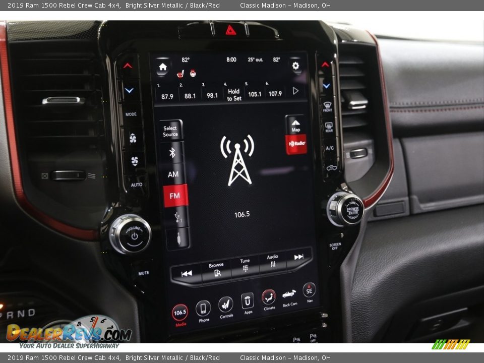 2019 Ram 1500 Rebel Crew Cab 4x4 Bright Silver Metallic / Black/Red Photo #11