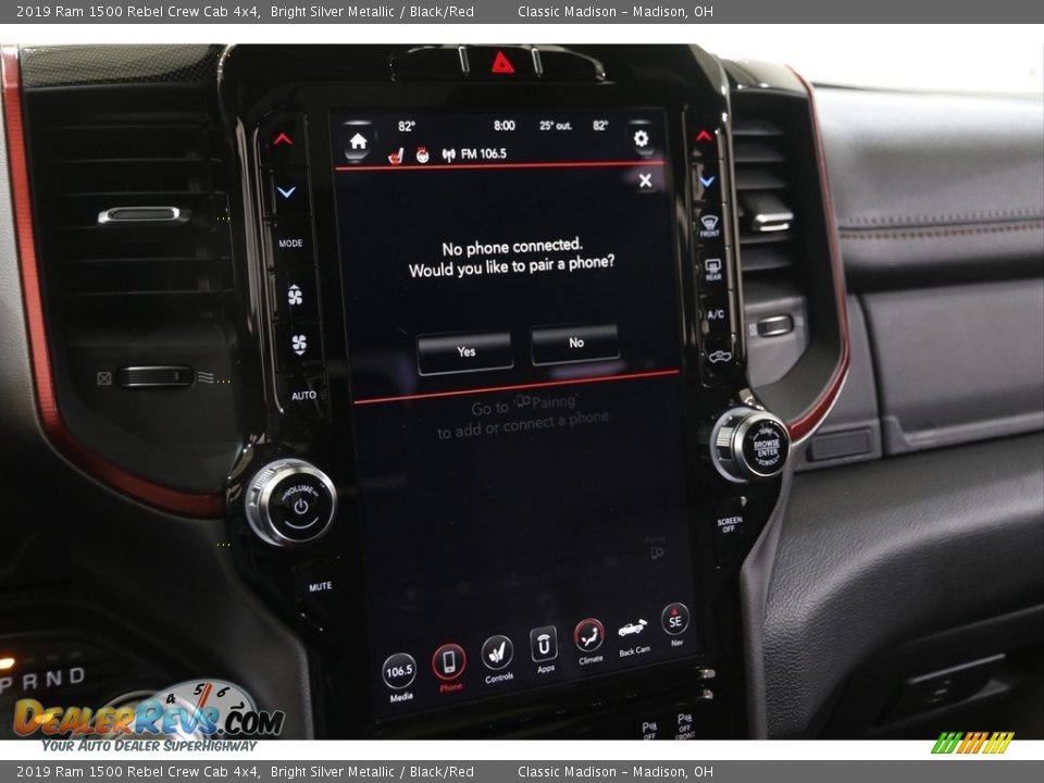 2019 Ram 1500 Rebel Crew Cab 4x4 Bright Silver Metallic / Black/Red Photo #12