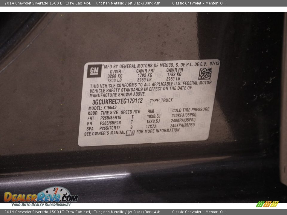 2014 Chevrolet Silverado 1500 LT Crew Cab 4x4 Tungsten Metallic / Jet Black/Dark Ash Photo #20