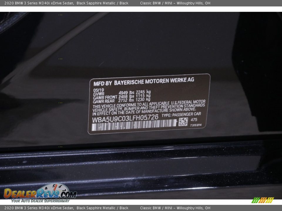 2020 BMW 3 Series M340i xDrive Sedan Black Sapphire Metallic / Black Photo #24