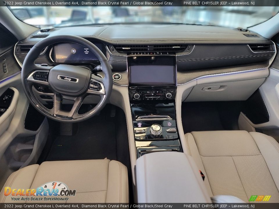 2022 Jeep Grand Cherokee L Overland 4x4 Diamond Black Crystal Pearl / Global Black/Steel Gray Photo #8