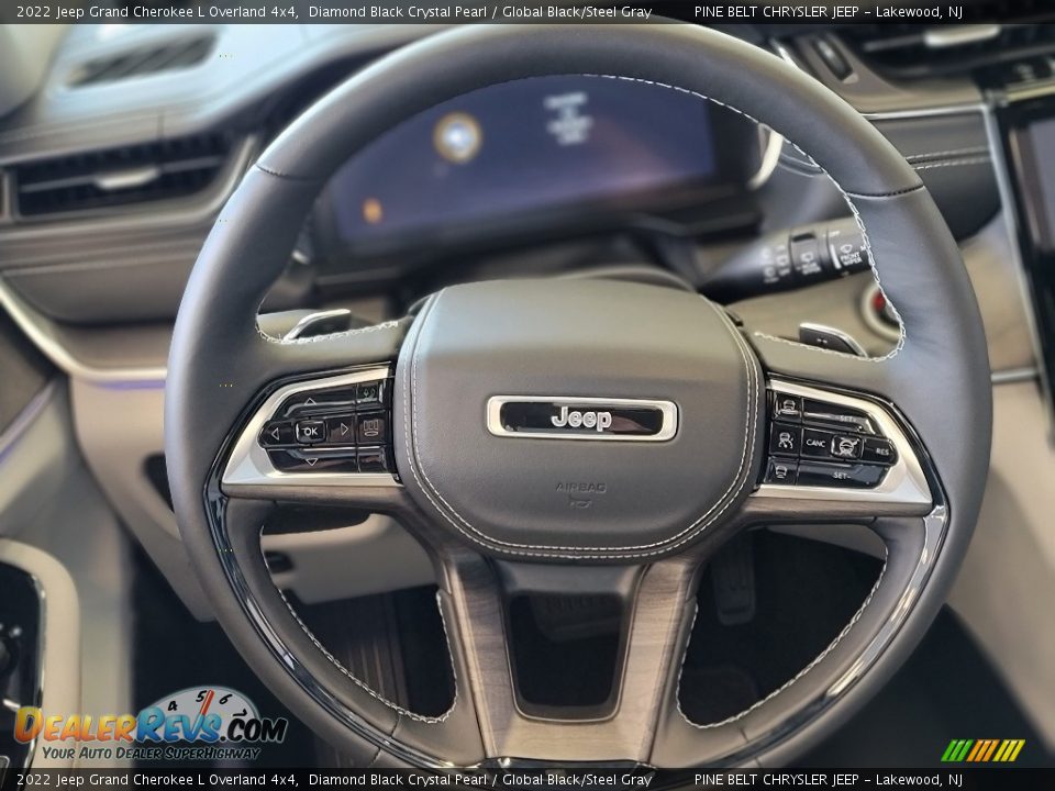 2022 Jeep Grand Cherokee L Overland 4x4 Diamond Black Crystal Pearl / Global Black/Steel Gray Photo #10