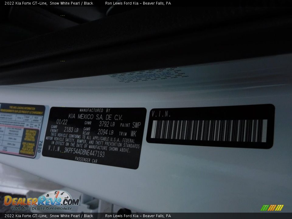 2022 Kia Forte GT-Line Snow White Pearl / Black Photo #20