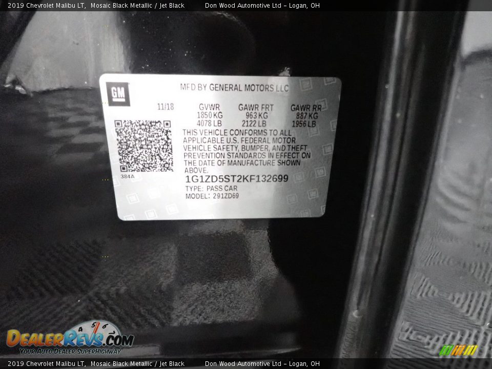 2019 Chevrolet Malibu LT Mosaic Black Metallic / Jet Black Photo #33