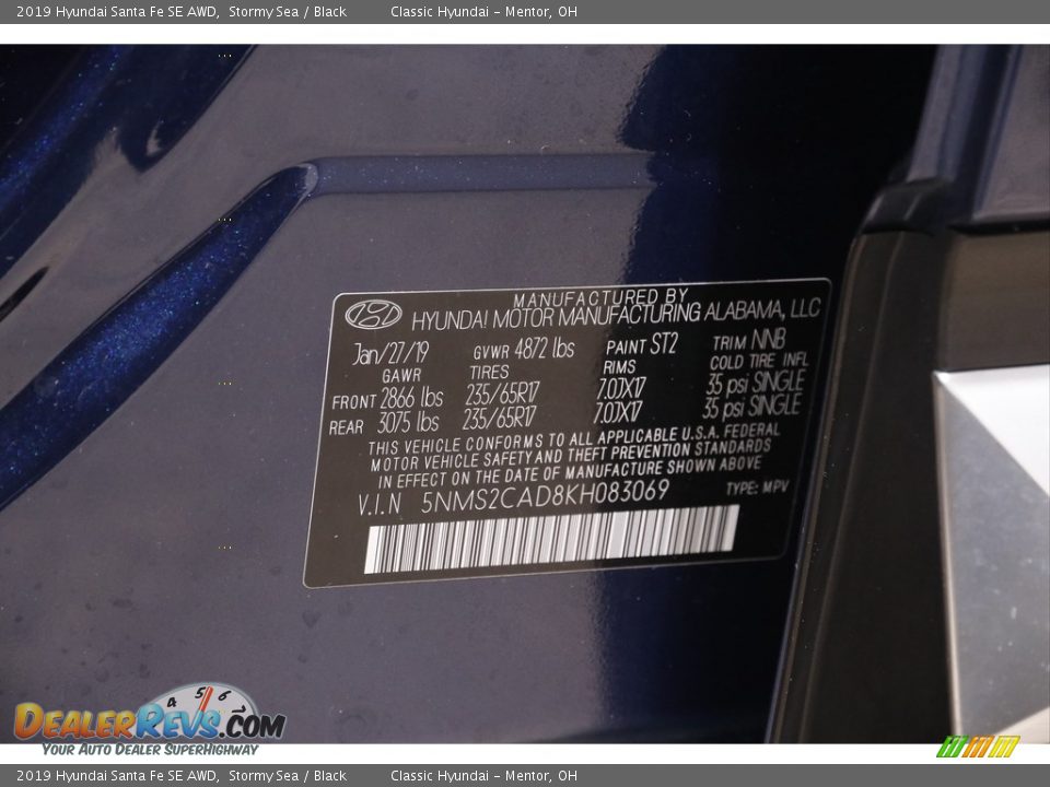 2019 Hyundai Santa Fe SE AWD Stormy Sea / Black Photo #19