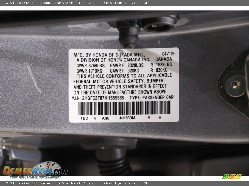 2019 Honda Civic Sport Sedan Lunar Silver Metallic / Black Photo #21