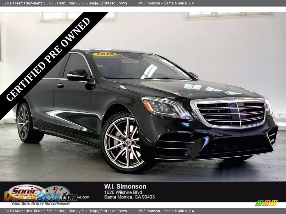 2018 Mercedes-Benz S 560 Sedan Black / Silk Beige/Espresso Brown Photo #1