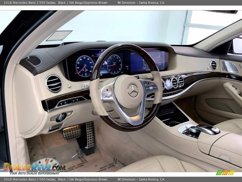 2018 Mercedes-Benz S 560 Sedan Black / Silk Beige/Espresso Brown Photo #14