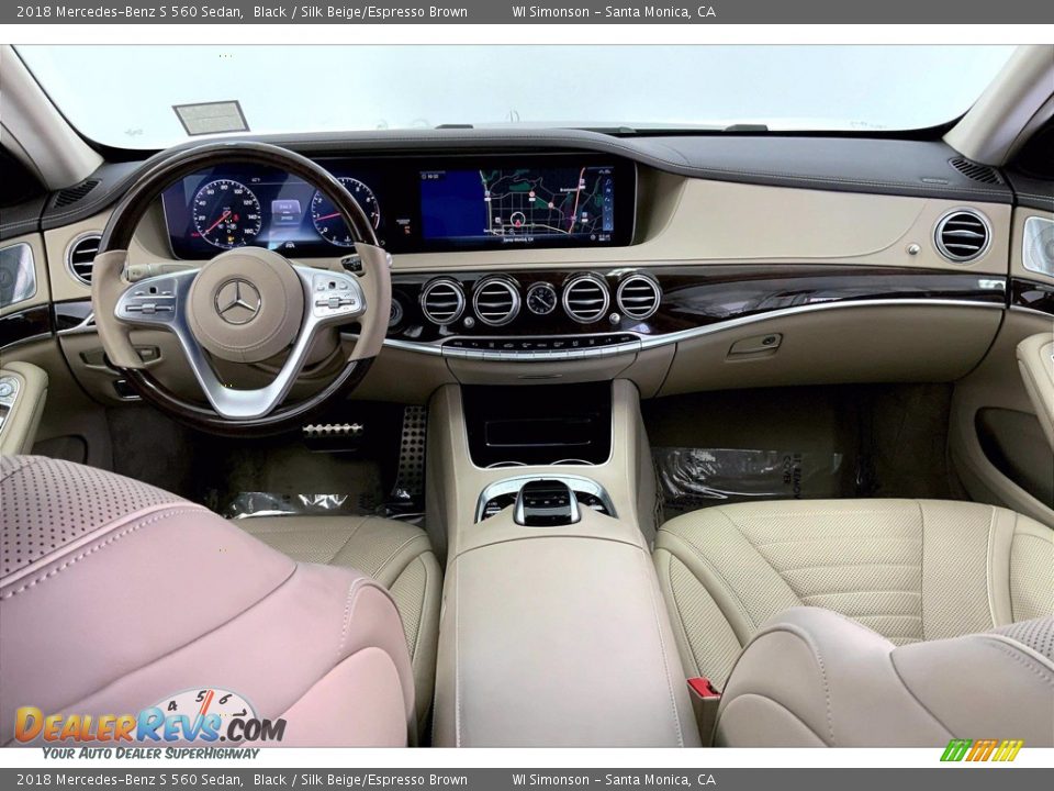 2018 Mercedes-Benz S 560 Sedan Black / Silk Beige/Espresso Brown Photo #15