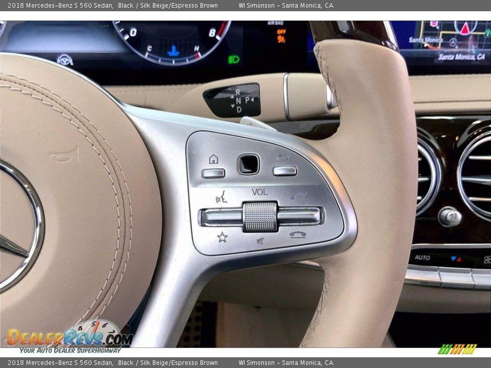 2018 Mercedes-Benz S 560 Sedan Black / Silk Beige/Espresso Brown Photo #22