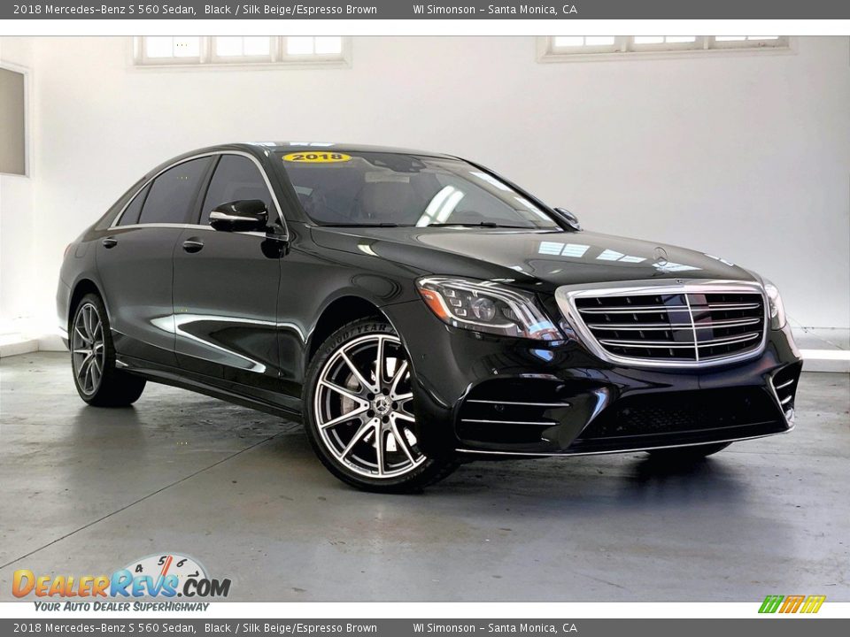 2018 Mercedes-Benz S 560 Sedan Black / Silk Beige/Espresso Brown Photo #34