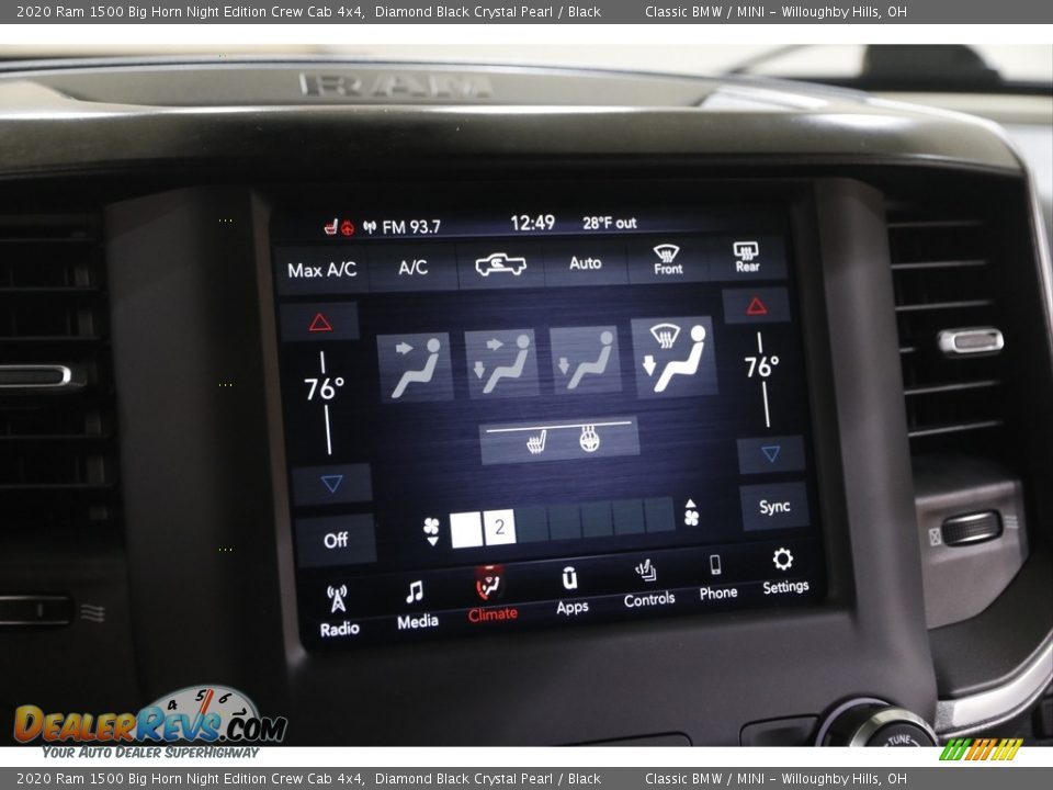 2020 Ram 1500 Big Horn Night Edition Crew Cab 4x4 Diamond Black Crystal Pearl / Black Photo #11