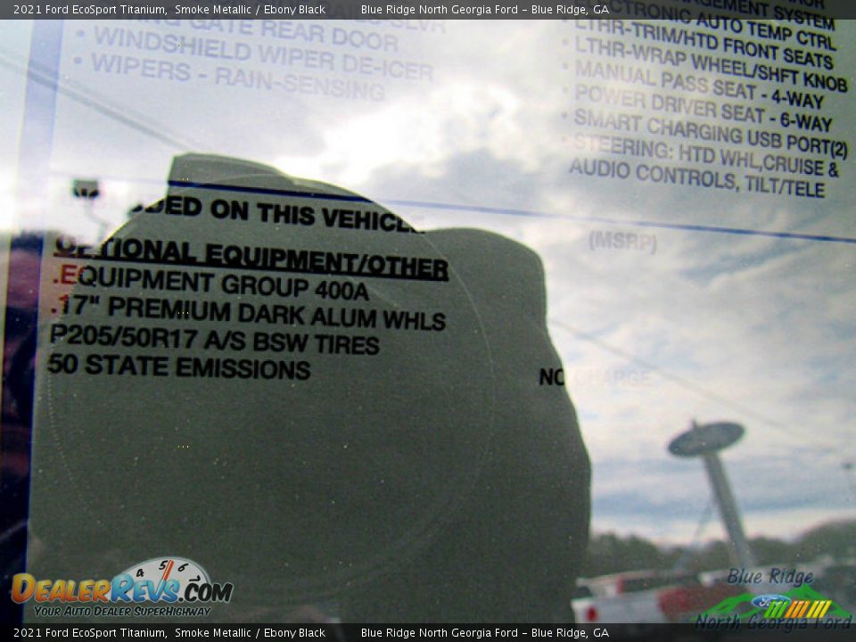 2021 Ford EcoSport Titanium Smoke Metallic / Ebony Black Photo #29