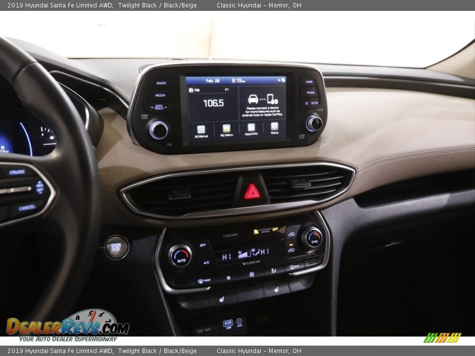 2019 Hyundai Santa Fe Limited AWD Twilight Black / Black/Beige Photo #9