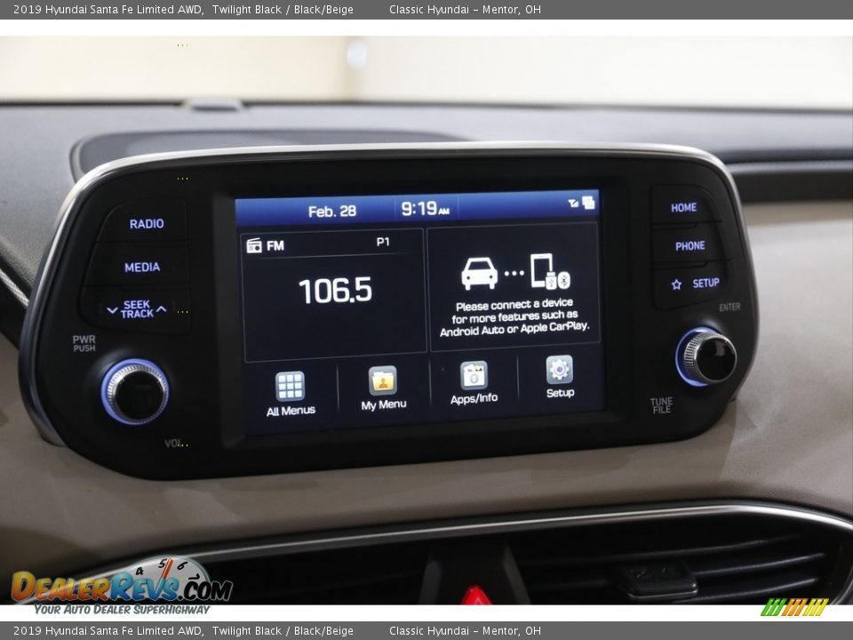 2019 Hyundai Santa Fe Limited AWD Twilight Black / Black/Beige Photo #10