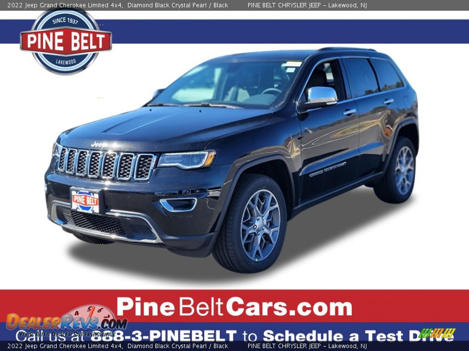 2022 Jeep Grand Cherokee Limited 4x4 Diamond Black Crystal Pearl / Black Photo #1