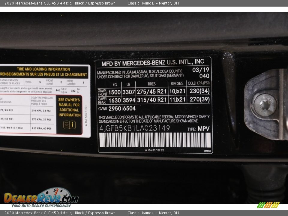 2020 Mercedes-Benz GLE 450 4Matic Black / Espresso Brown Photo #23