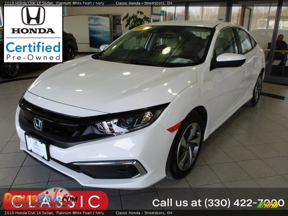 2019 Honda Civic LX Sedan Platinum White Pearl / Ivory Photo #1