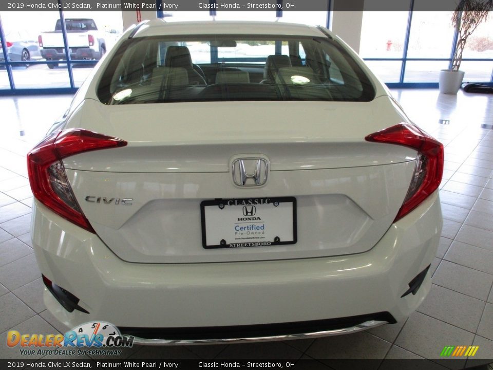 2019 Honda Civic LX Sedan Platinum White Pearl / Ivory Photo #8