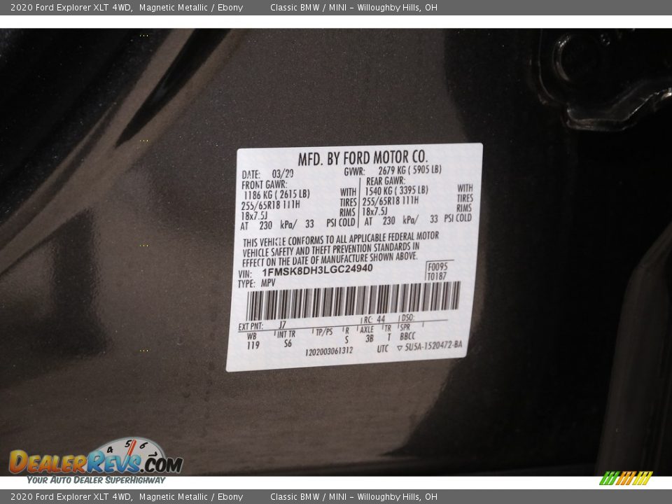 2020 Ford Explorer XLT 4WD Magnetic Metallic / Ebony Photo #22