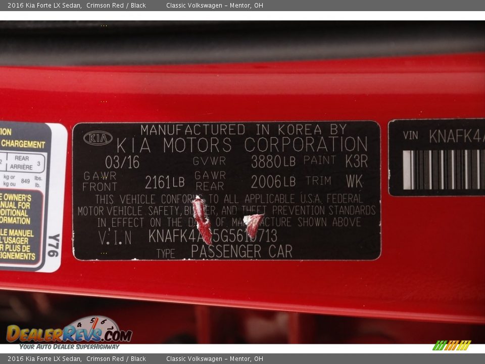2016 Kia Forte LX Sedan Crimson Red / Black Photo #18
