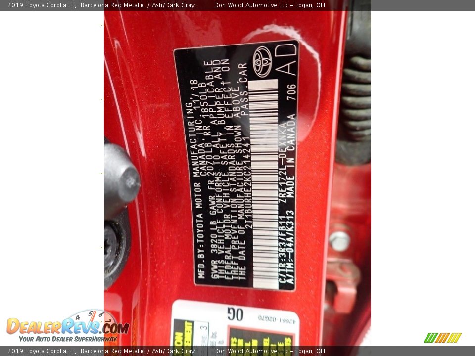 2019 Toyota Corolla LE Barcelona Red Metallic / Ash/Dark Gray Photo #35