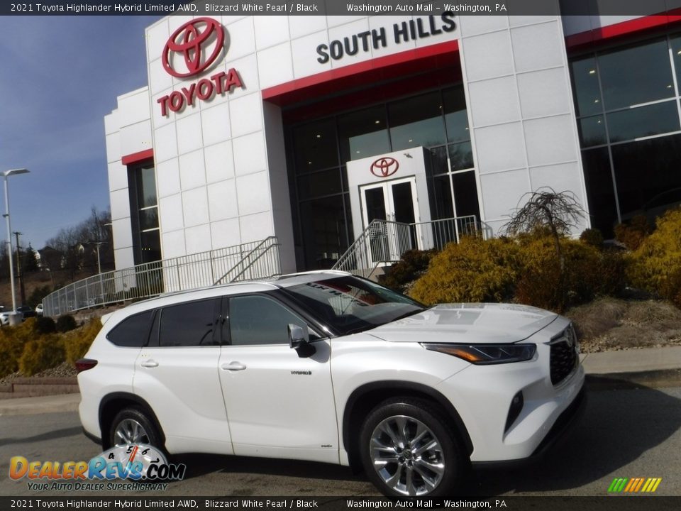 2021 Toyota Highlander Hybrid Limited AWD Blizzard White Pearl / Black Photo #2