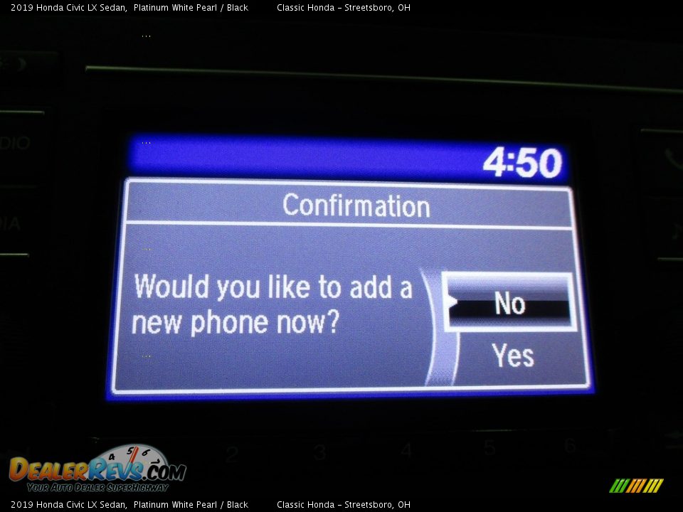 2019 Honda Civic LX Sedan Platinum White Pearl / Black Photo #36