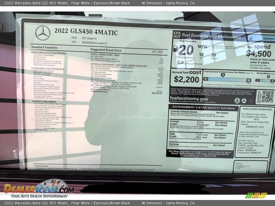 2022 Mercedes-Benz GLS 450 4Matic Window Sticker Photo #13