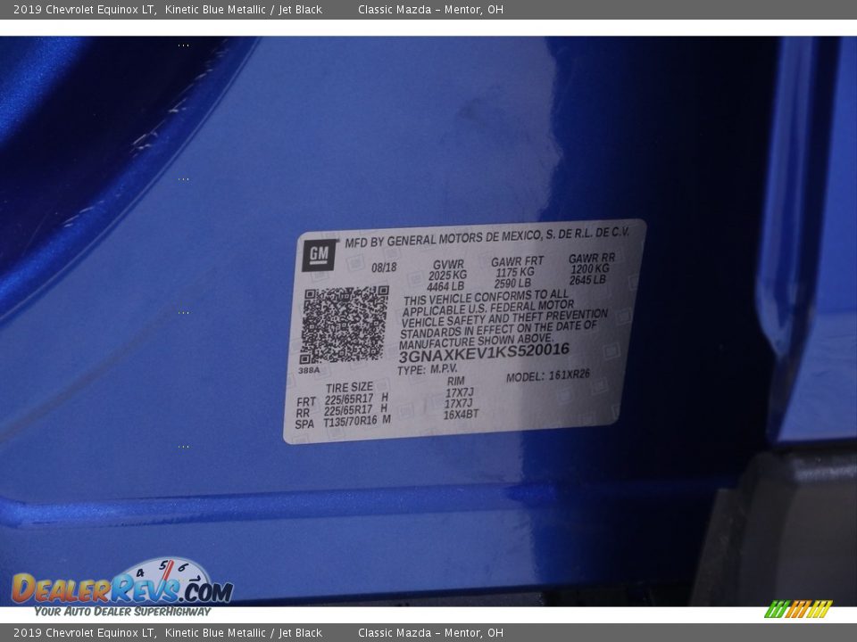 2019 Chevrolet Equinox LT Kinetic Blue Metallic / Jet Black Photo #19