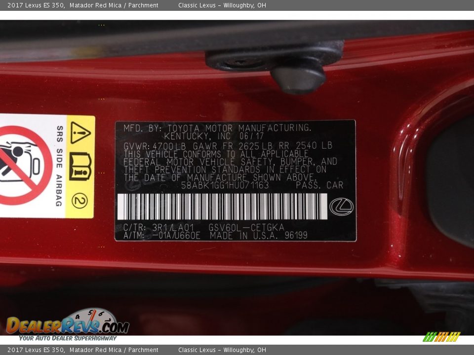 2017 Lexus ES 350 Matador Red Mica / Parchment Photo #22