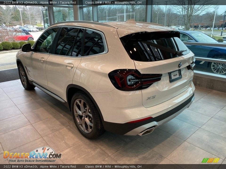 2022 BMW X3 xDrive30i Alpine White / Tacora Red Photo #2