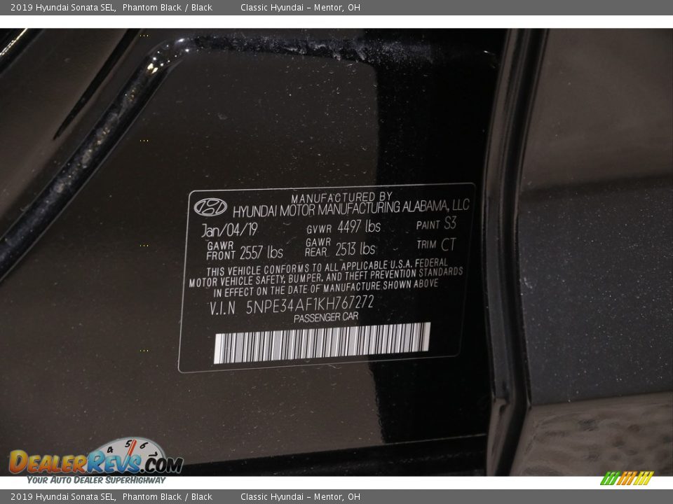 2019 Hyundai Sonata SEL Phantom Black / Black Photo #19