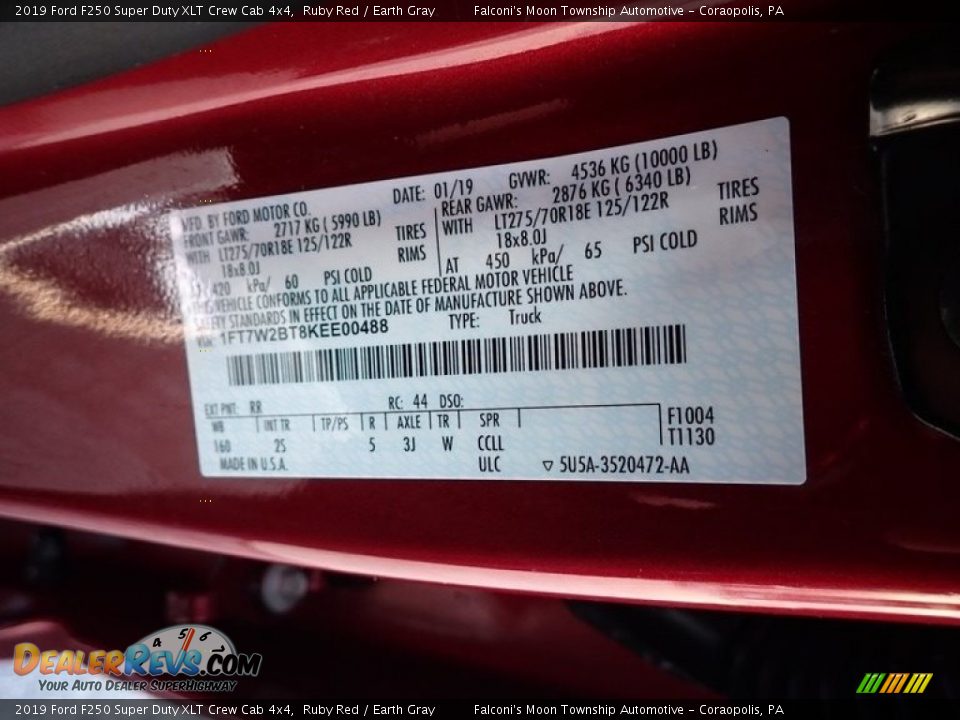 2019 Ford F250 Super Duty XLT Crew Cab 4x4 Ruby Red / Earth Gray Photo #28