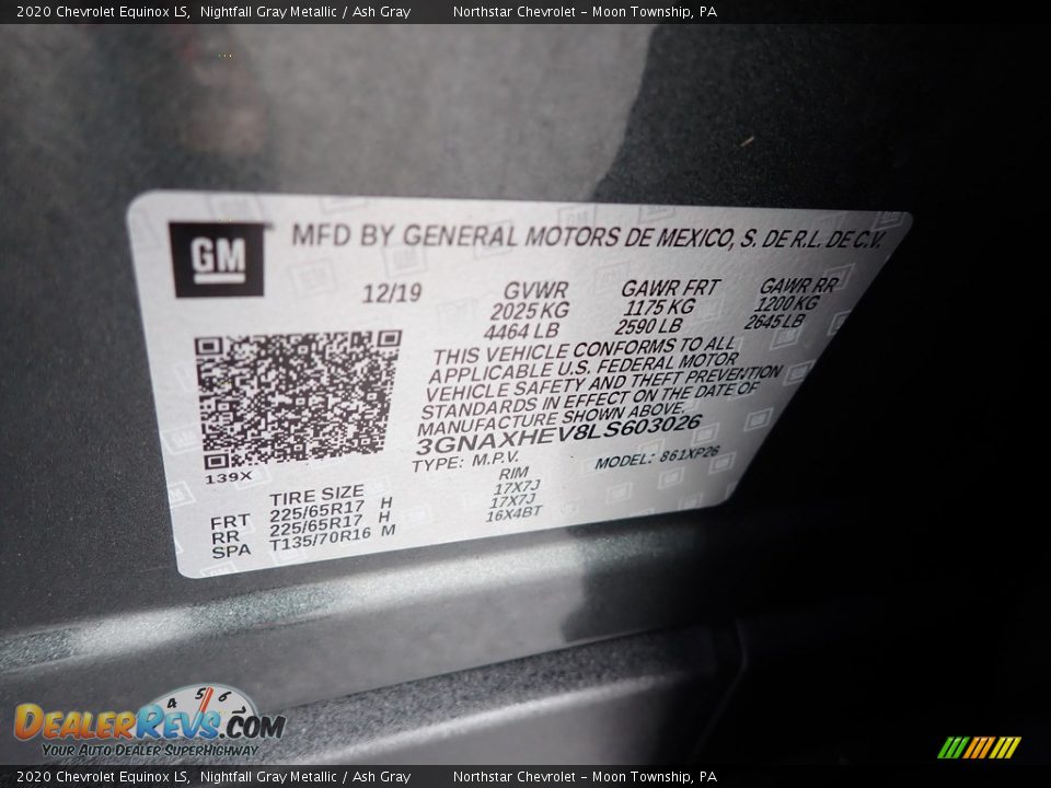 2020 Chevrolet Equinox LS Nightfall Gray Metallic / Ash Gray Photo #28