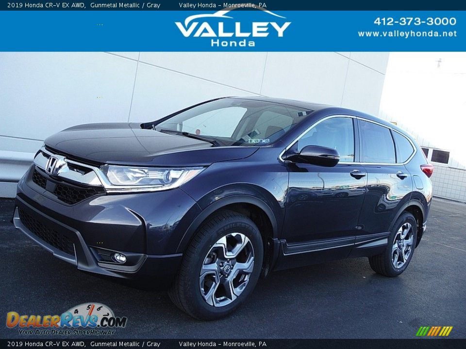 2019 Honda CR-V EX AWD Gunmetal Metallic / Gray Photo #1